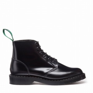 Women Solovair Hi-Shine 6 Eye Astronaut Boots Black | S6-969-BK-G-030