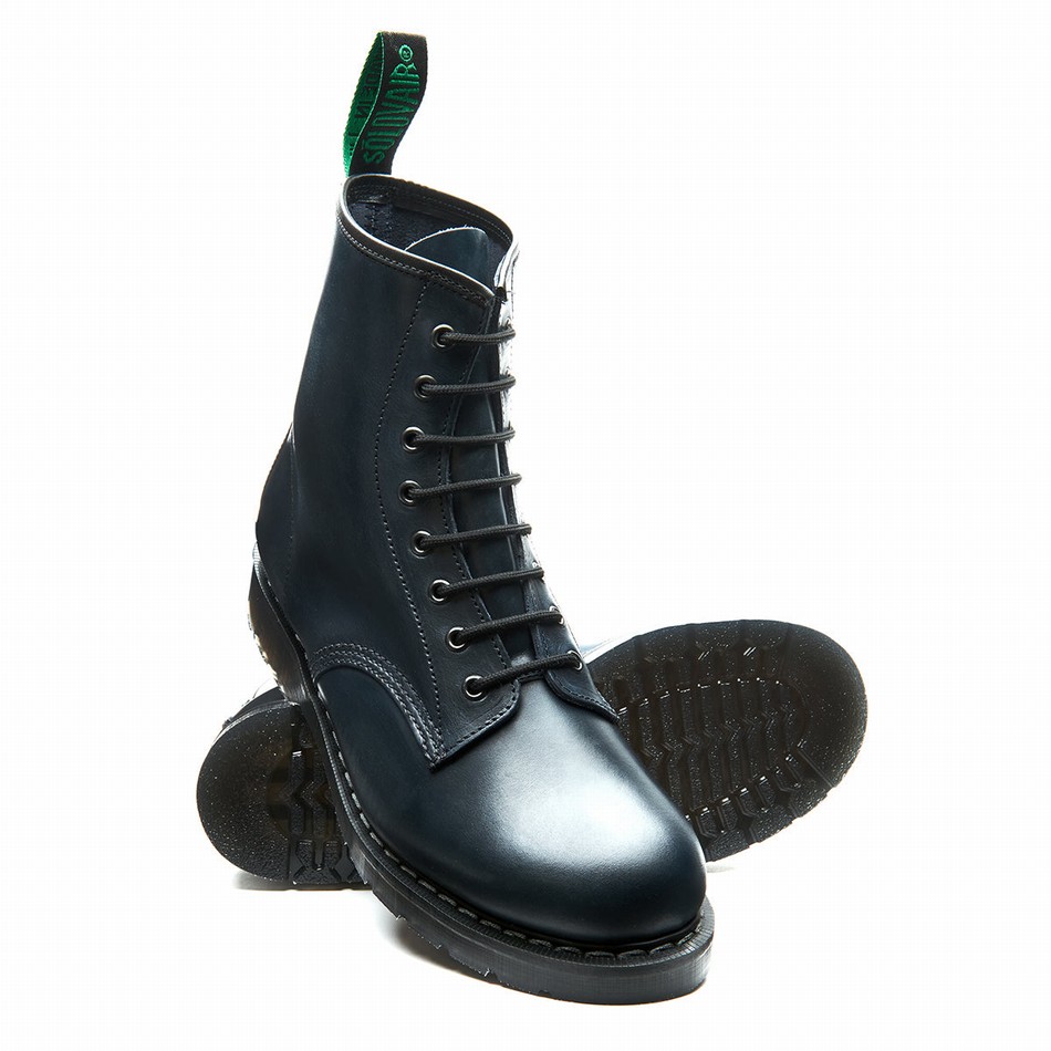 Men Solovair Gaucho 8 Eye Derby Boots Navy | S8-551-CH-BL-G-030