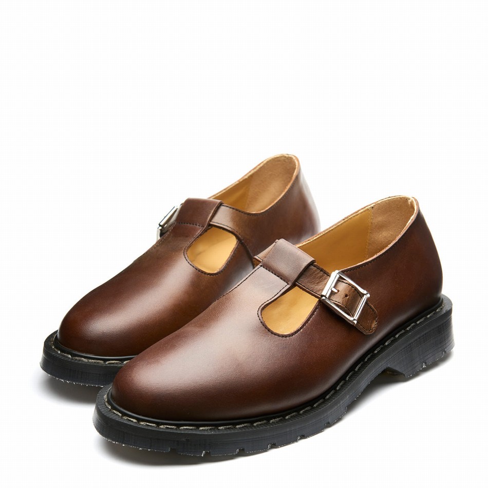 Men Solovair Gaucho Crazy Horse Mary Jane Shoes Brown | S0-393-CH-G-030
