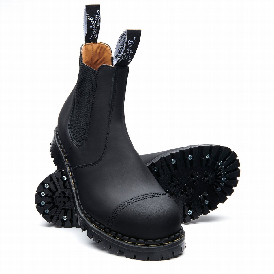 Men Solovair Greasy Steel Toe Capped Dealer Boots Black | GF0-1910-BG-040