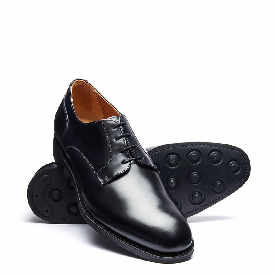 Men Solovair Hi-Shine 4 Eye Gibson Shoes Black | 380-115-060