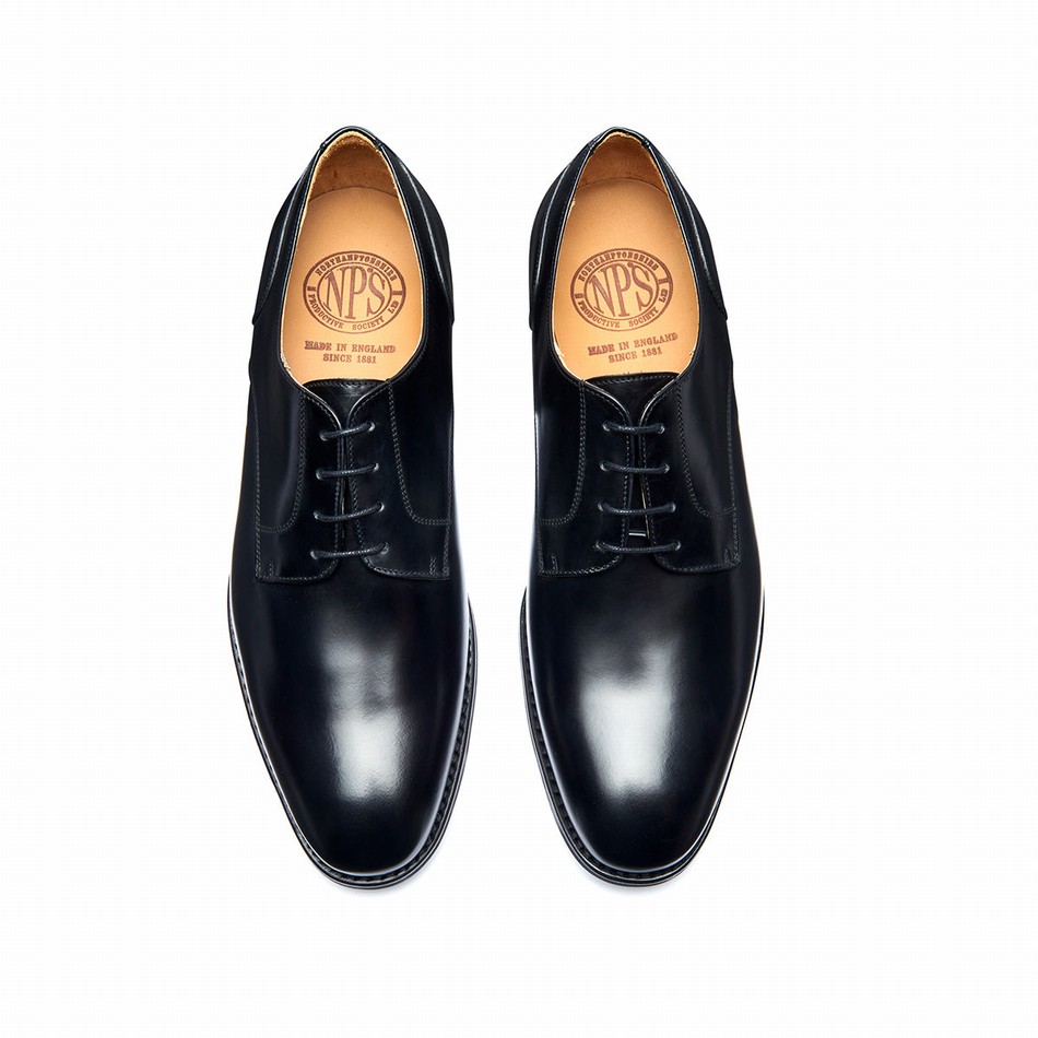 Men Solovair Hi-Shine 4 Eye Gibson Shoes Black | 380-115-060