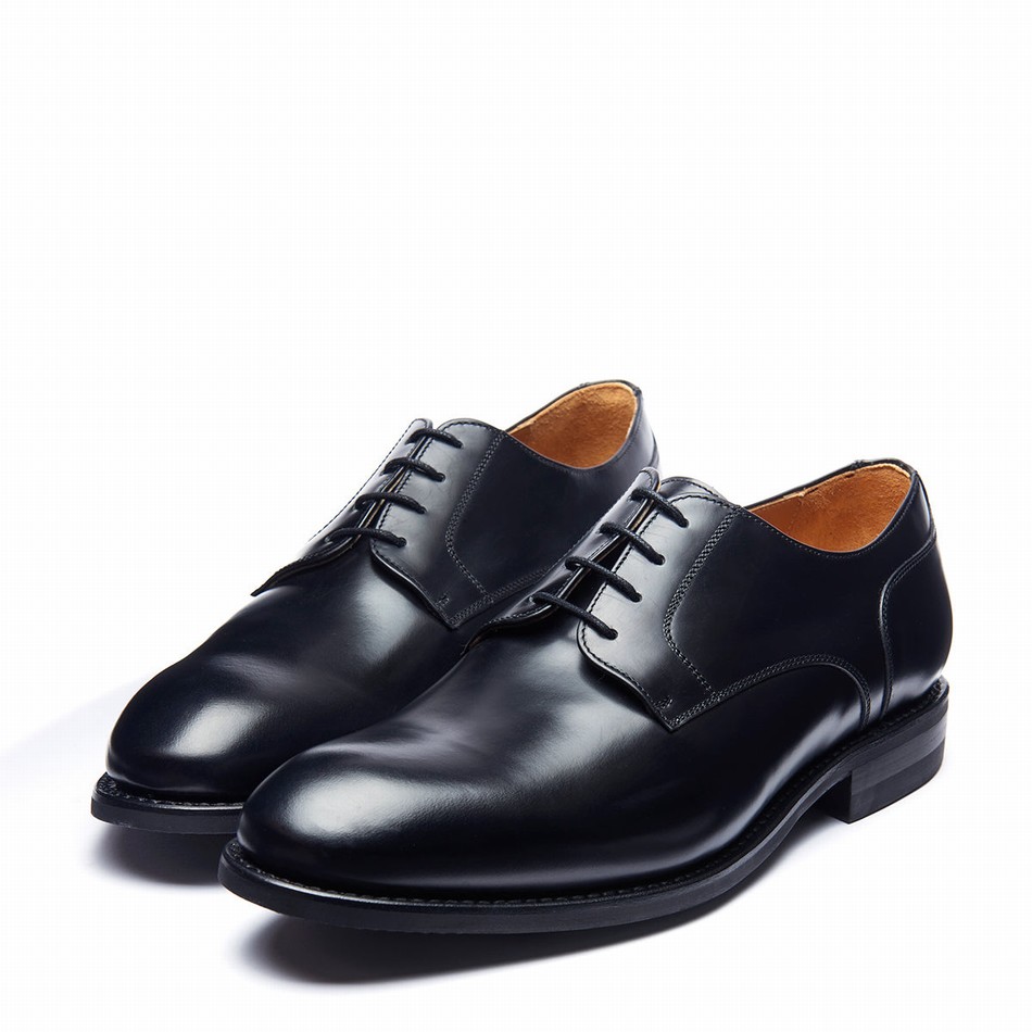 Men Solovair Hi-Shine 4 Eye Gibson Shoes Black | 380-115-060