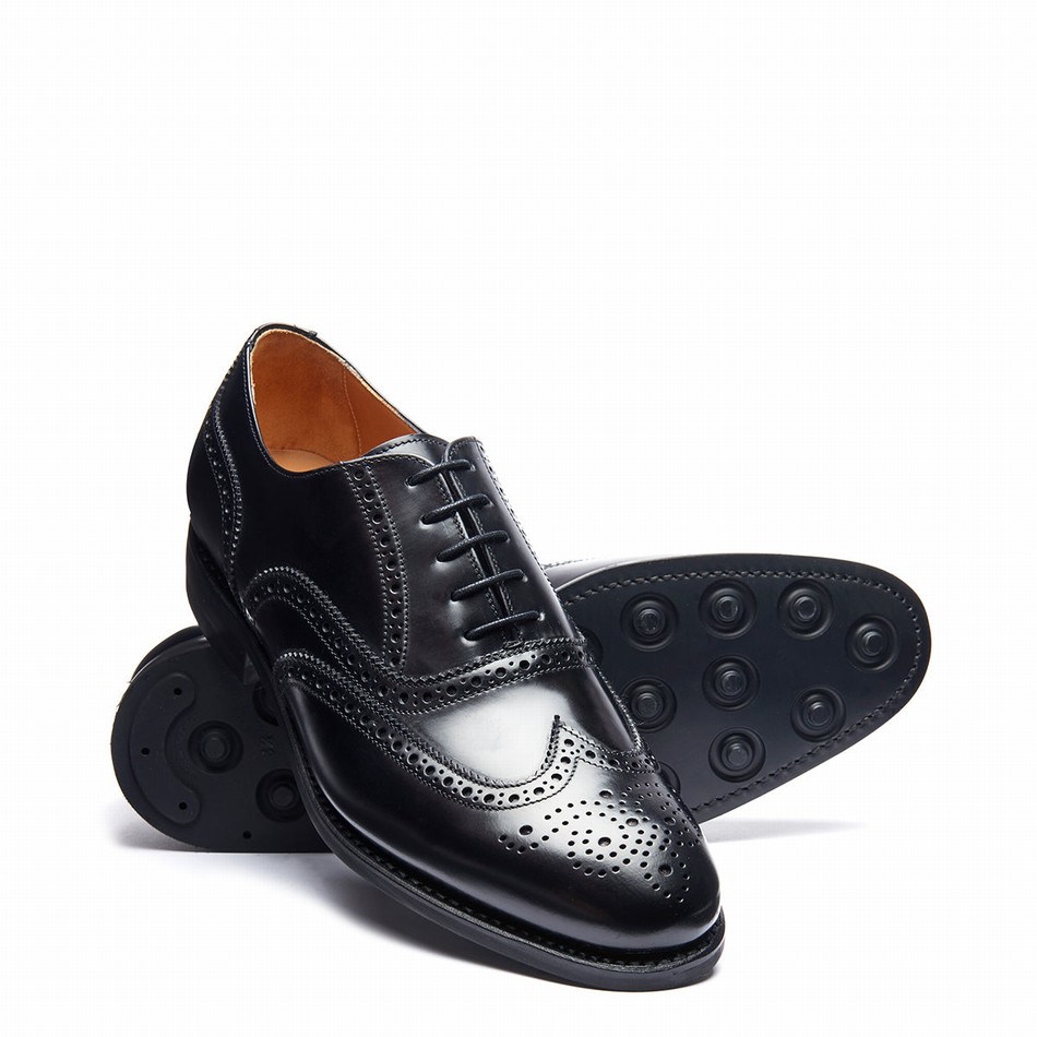 Men Solovair Hi-Shine 5 Eye Oxford Shoes Black | 091-305-060