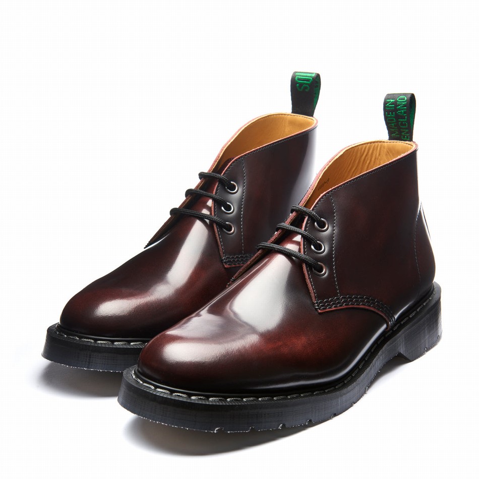 Men Solovair Rub-Off 3 Eye Chukka Boots Burgundy | S3-080-BUR-G-035