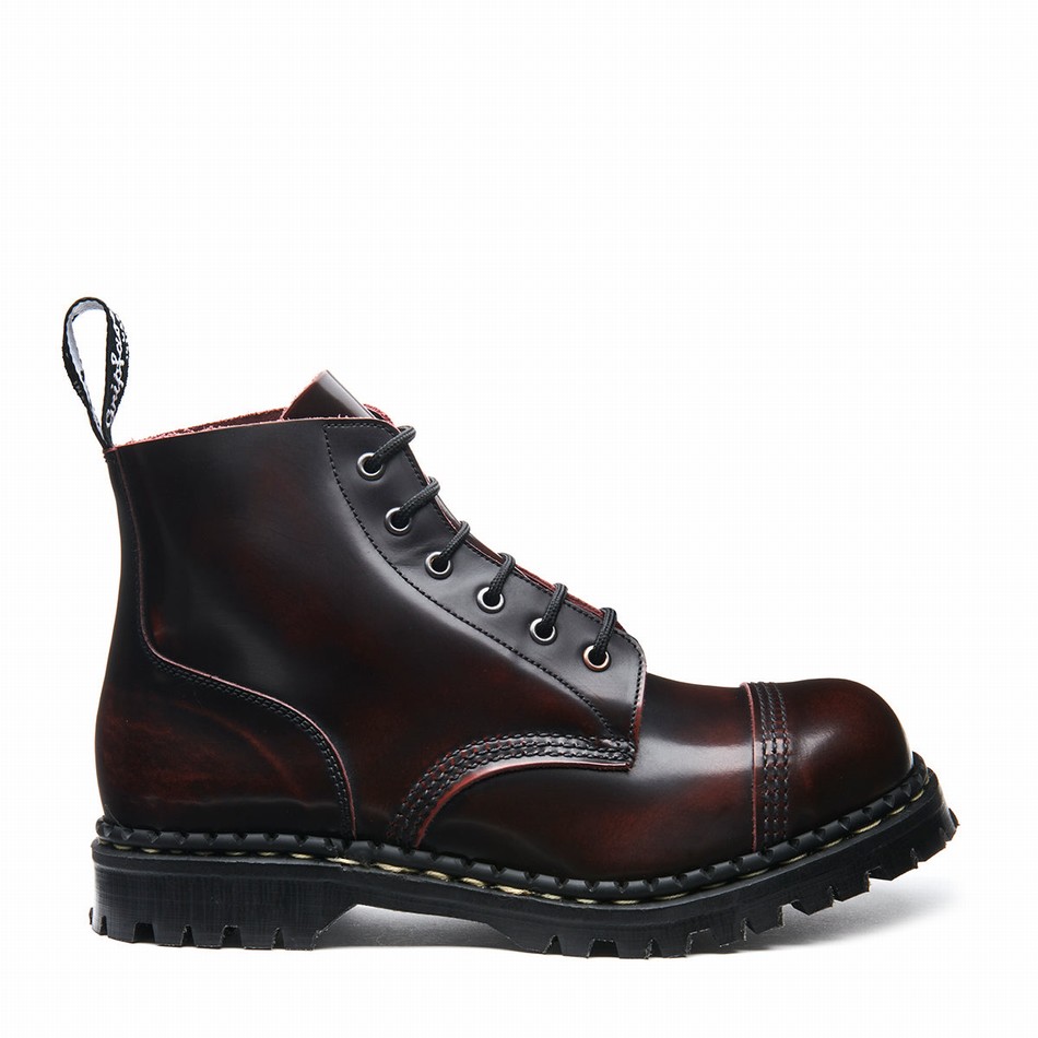 Men Solovair Rub-Off 6 Eye Steel Toe Capped Derby Boots Burgundy | GF6-1710-BUR-RO-030