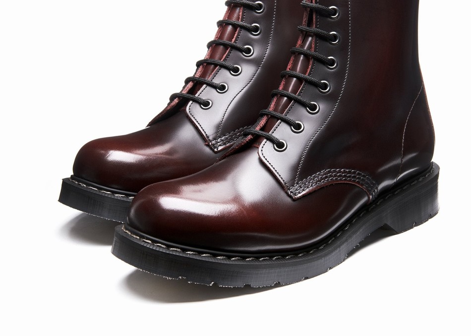 Men Solovair Rub-Off 8 Eye Zip Derby Boots Burgundy | S8-551-BUR-ZIP-G-045