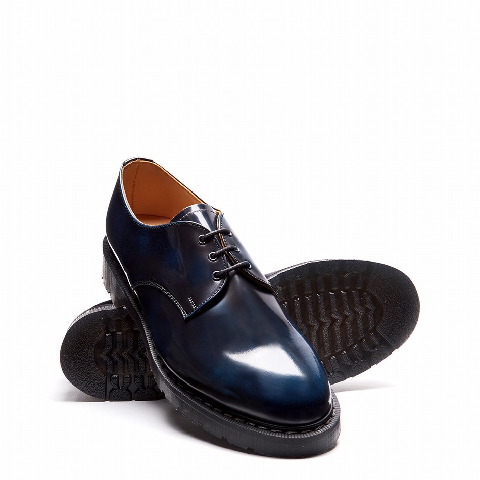Men Solovair Rub-Off Gibson Shoes Navy | S3-995-NV-RO-G-030
