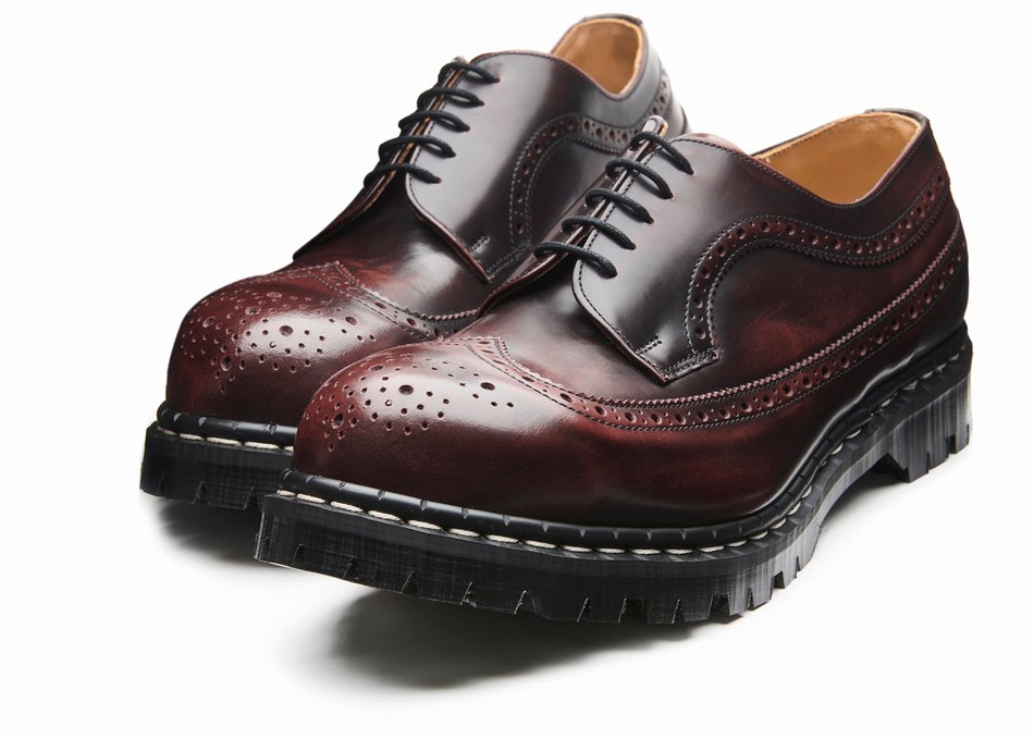 Men Solovair Rub-Off Steel Toe American Brogue Shoes Burgundy | GF5-1812-BUR-RO-030