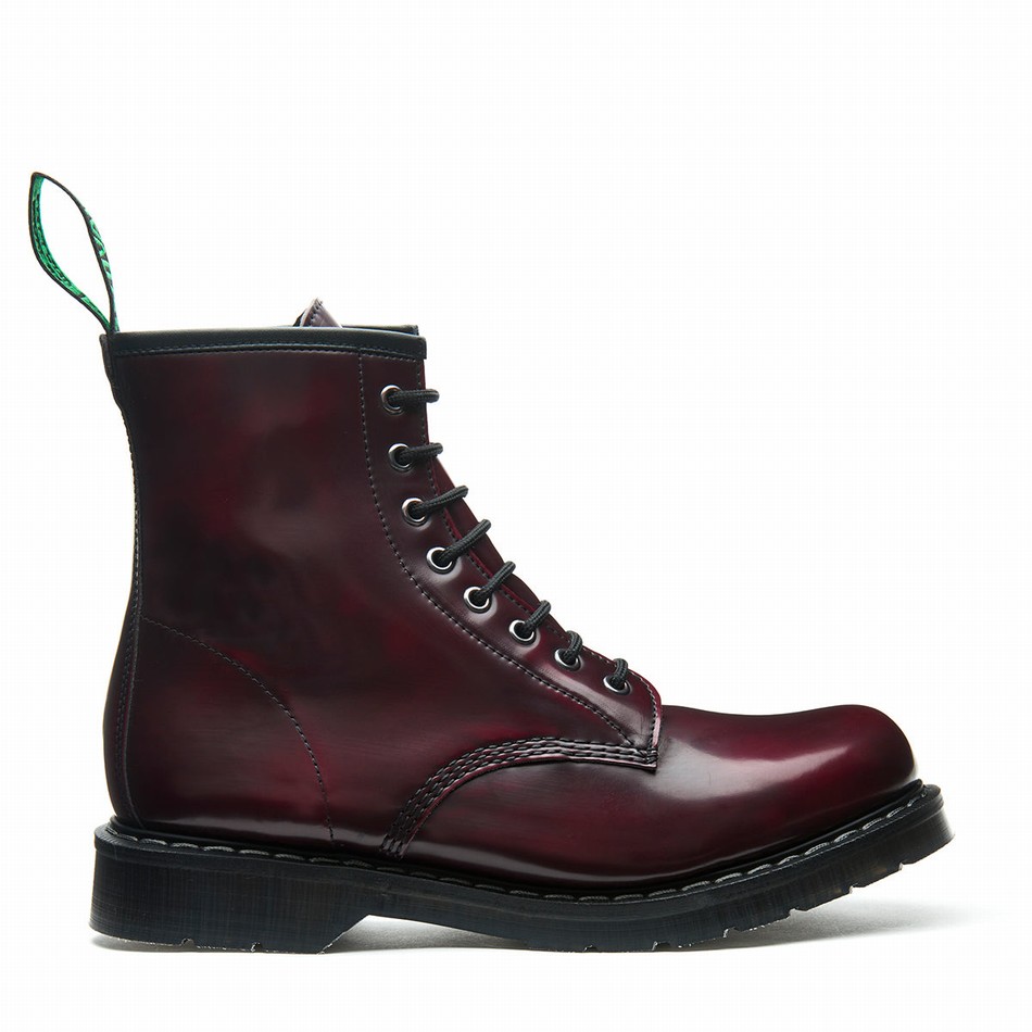 Men Solovair Rub-Off Vegan 8 Eye Derby Boots Red | VS8-551-CR-RO-VEG-G-030
