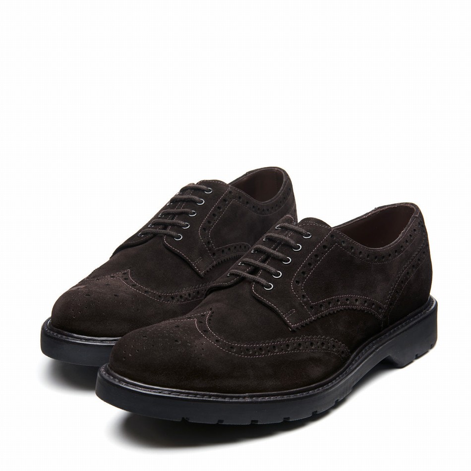 Men Solovair Suede 5 Eye Gibson Brogue Shoes Brown | LS5-813-BN-SUE-B-060