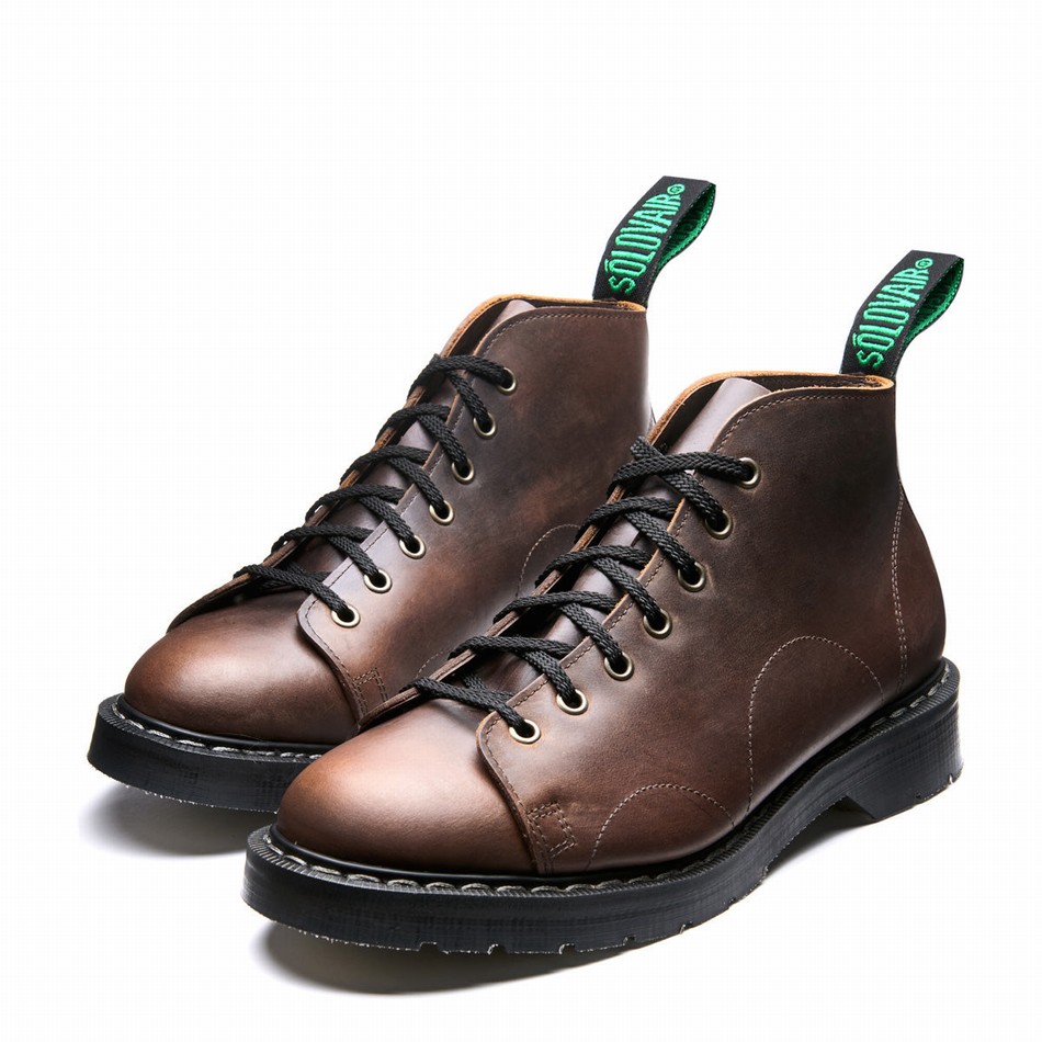 Women Solovair Gaucho Crazy Horse Monkey Boots Brown | S7-116-CH-G-030
