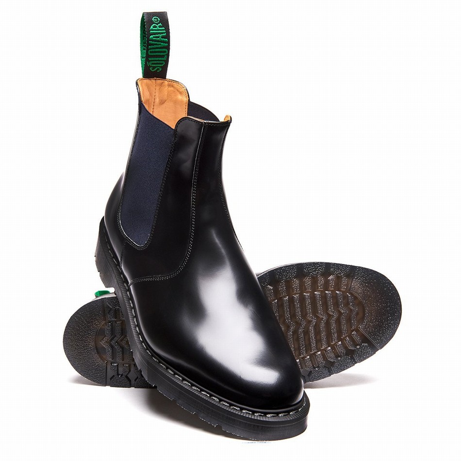 Women Solovair Gaucho Dealer Boots Navy | S0-900-BK-NV-G-055