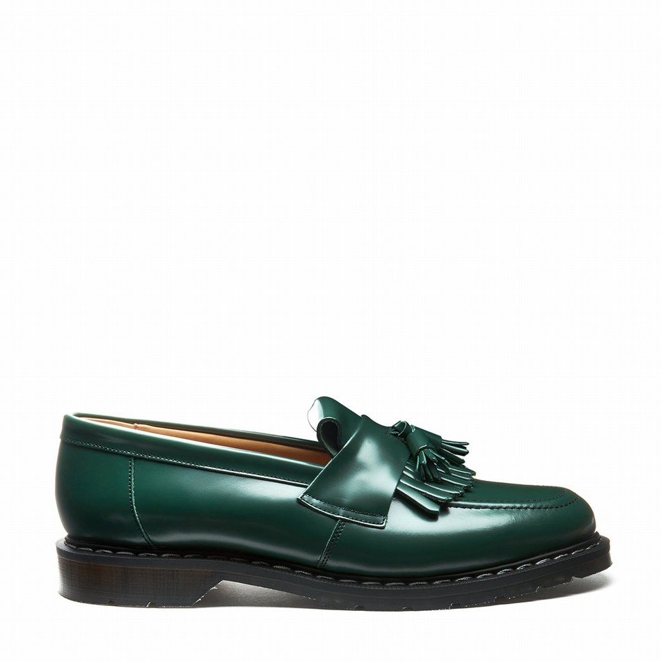 Women Solovair Hi-Shine Tassel Loafers Green | S0-1022-GN-G-030